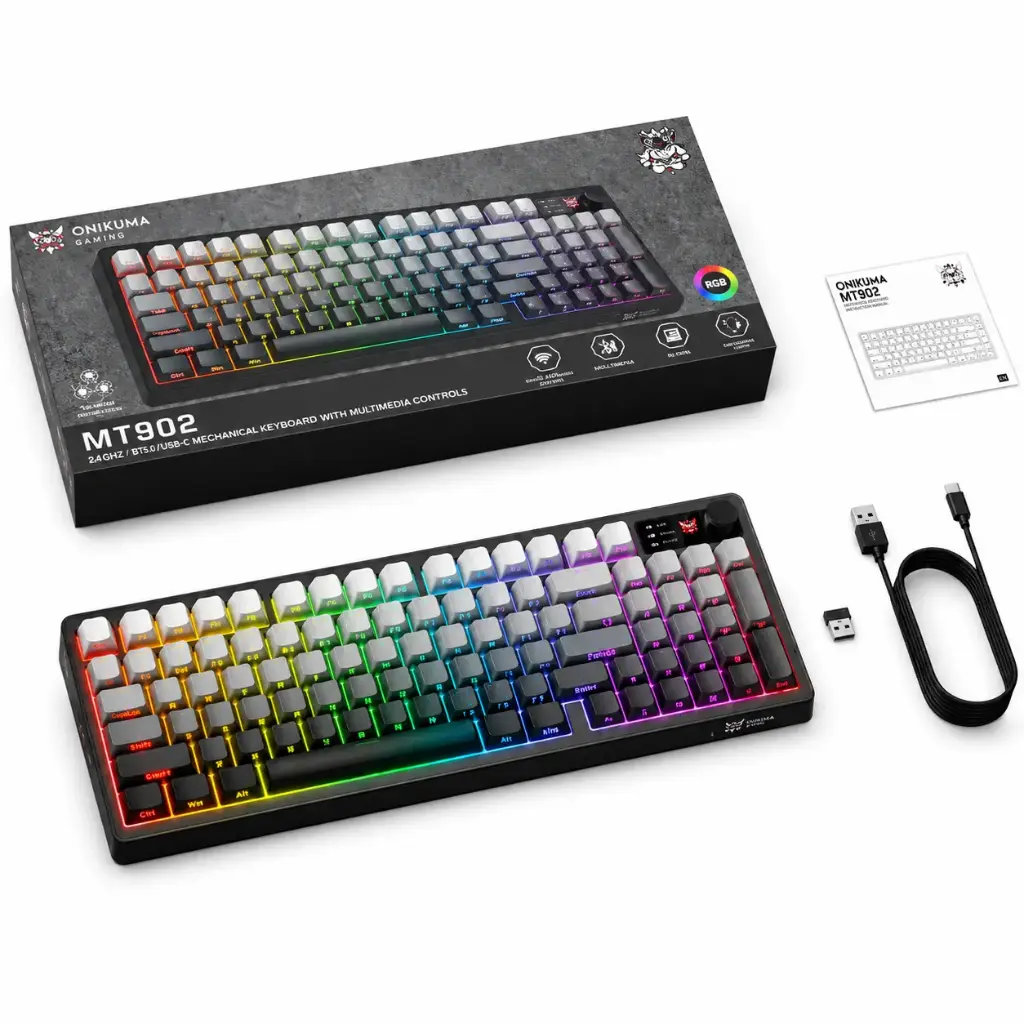 Teclado Gamer ONIKUMA MT902 Tri-Mode RGB | Bluetooth 5.0 - 2.4GHz - USB-C - Hot-Swap - 84 Teclas - Imagen 1